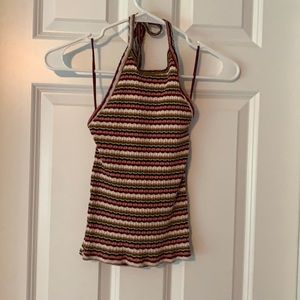 AE- ribbed halter top with open back